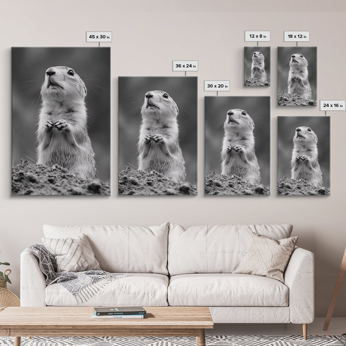 Prairie Dog, Wildlife Watch, Nature Moment, Framed Canvas Print, Whimsical Animal Wall Art, Nursery Decor, Cute Forest Creature
