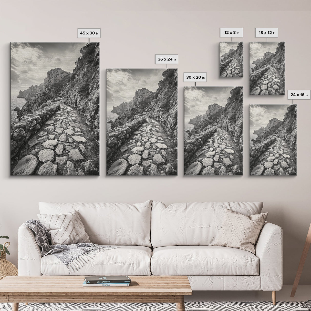 Cliff Path, Coastal Trail, Rugged Rock, Hiking Vibe, Framed Canvas Print, Hallway Wall Art, Nature Photography, Adventure Decor