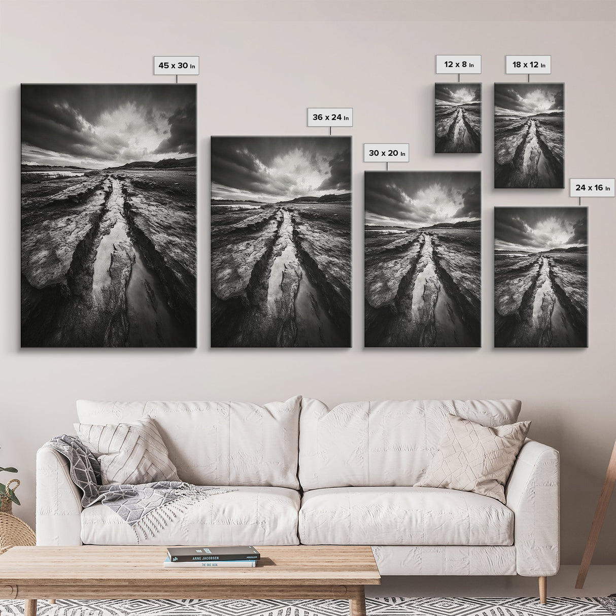 Muddy Terrain, Dramatic Sky, Natural Earth Art, Framed Canvas Print, Fall Decor, Landscape Photography, Moody Living Room Art
