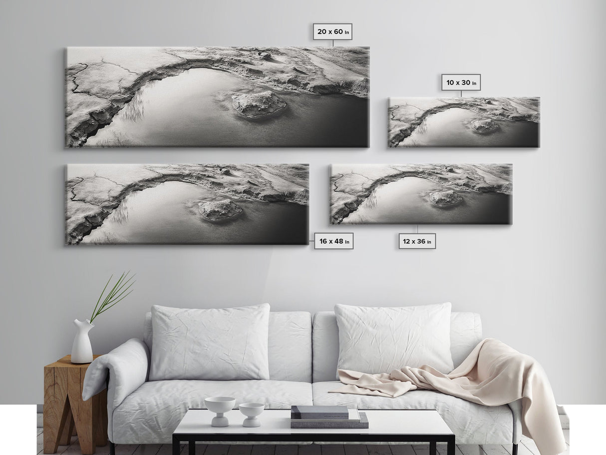 Minimalist Pond, Earth Texture, Fine Art Landscape, Framed Canvas Print, Neutral Wall Decor, Bathroom Wall Art, Modern Earthy Tones