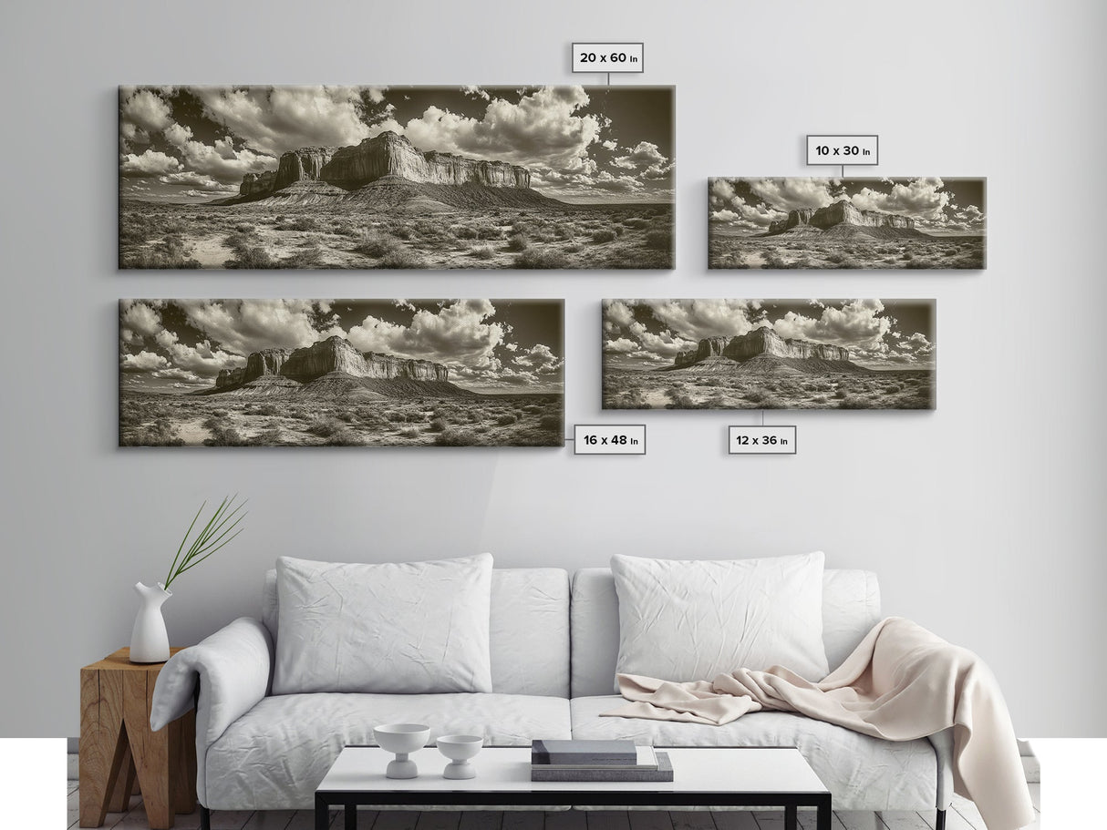Desert Plateau, Cloudscape Drama, Western Landscape, Large Wall Art, Canvas Print, Rustic Home Decor, Minimalist Nature Art, Office Wall Decor