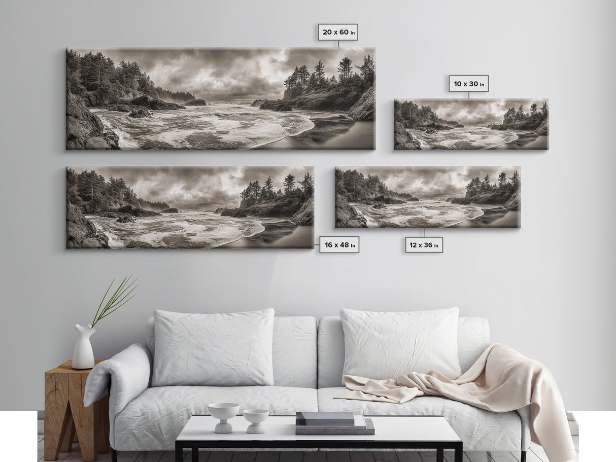 Wild Coastline, Rugged Waves, Stormy Shore, Nature Photography, Framed Canvas Print, Fall Living Room Wall Art, Rustic Coastal Decor