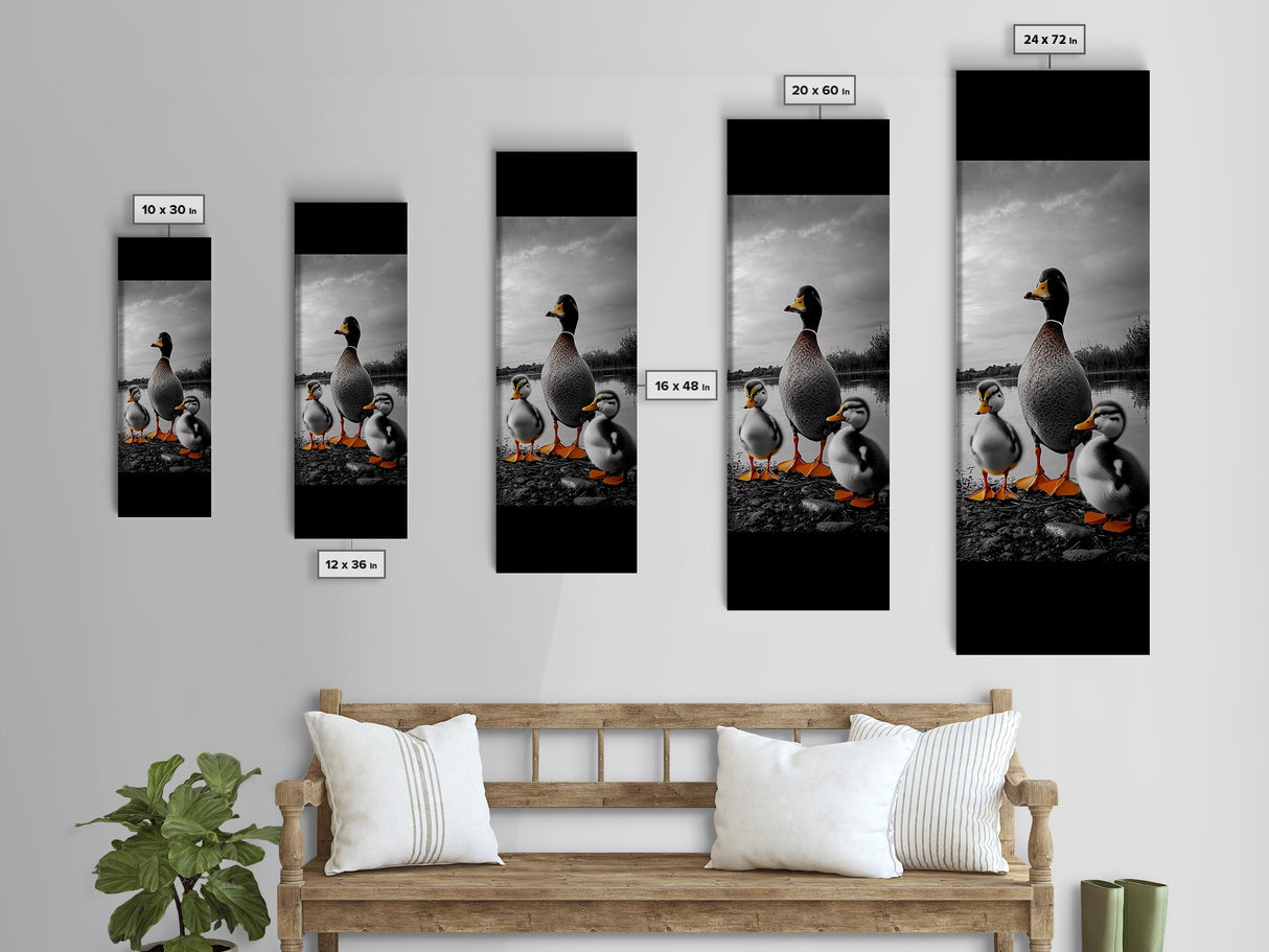 Duck Family, Lake Wildlife, Whimsical Birds, Baby Ducks, Canvas Print, Farmhouse Wall Art, Nursery Animal Decor, Playroom Country Vibes