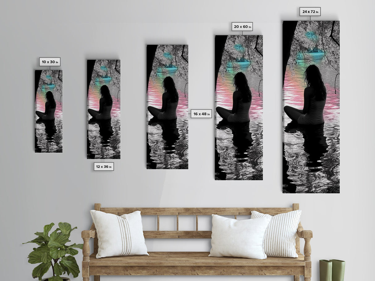Dreamy Lake View, Solitude Moment, Color Splash Art, Framed Canvas Print, Moody Wall Art, Bedroom Decor, Surreal Photography, Meditation Vibe