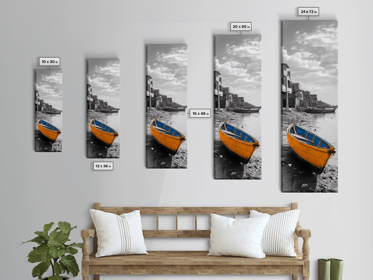 Yellow Boat, Coastal Wall Art, Seaside Home Decor, Beach Photography, Canvas Print, Nautical Theme, Bathroom Art, Minimalist Seascape