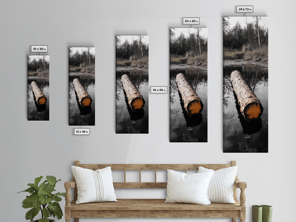 Floating Log, Woodland Print, Nature Photography, Rustic Home Decor, Canvas Print, Cabin Wall Art, Minimalist Lake House Style