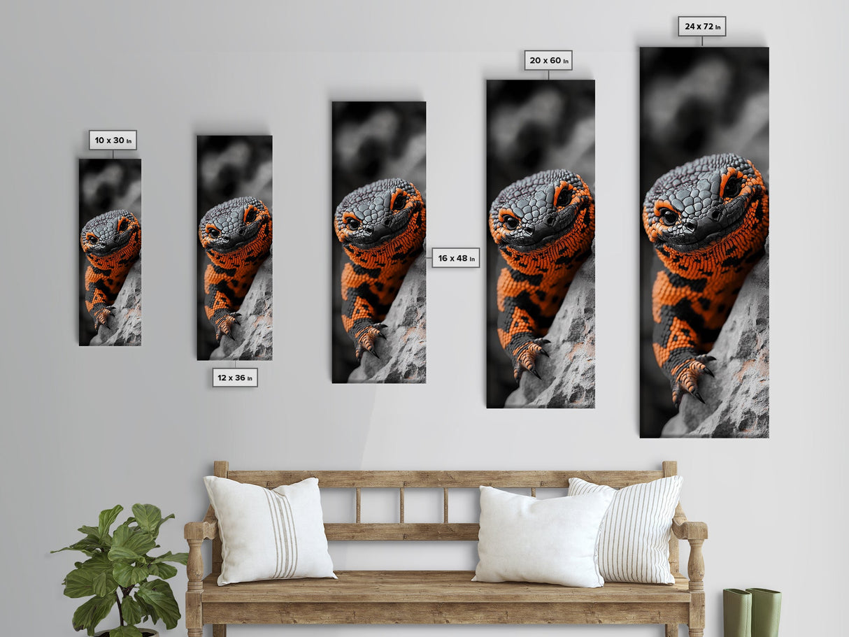 Lizard Closeup, Reptile Wall Art, Bold Colors, Nature Print, Framed Canvas Print, Animal Lover Gift, Office Wall Decor, Modern Jungle Art