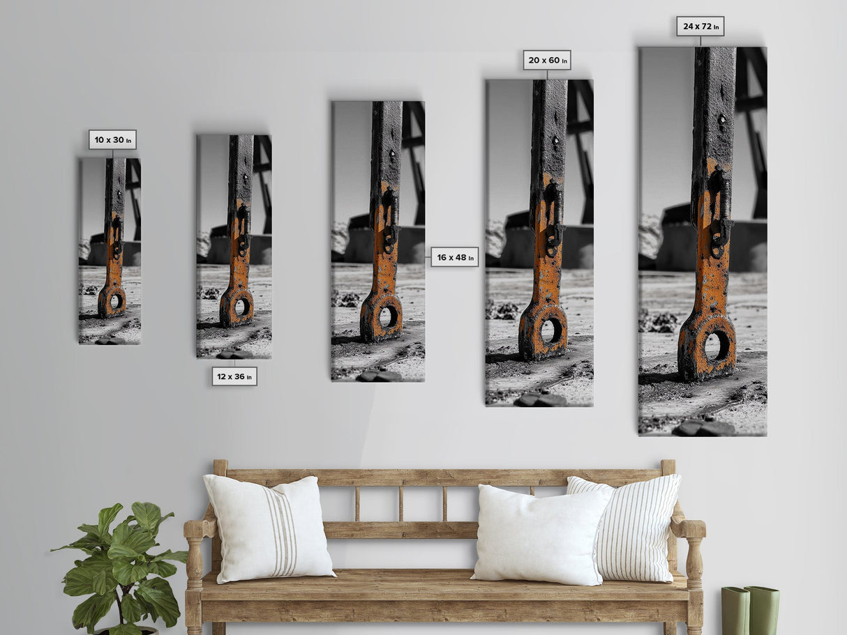 Industrial Detail, Rusty Metal, Minimalist Style, Grunge Wall Decor, Framed Canvas Print, Garage Art, Man Cave Wall Art