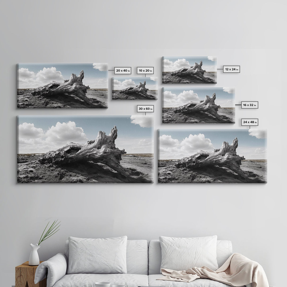 Weathered Stump, Desert Roots, Rugged Nature, Textured Wall Art, Canvas Print, Masculine Office Decor, Western Wall Accent, Rustic Charm