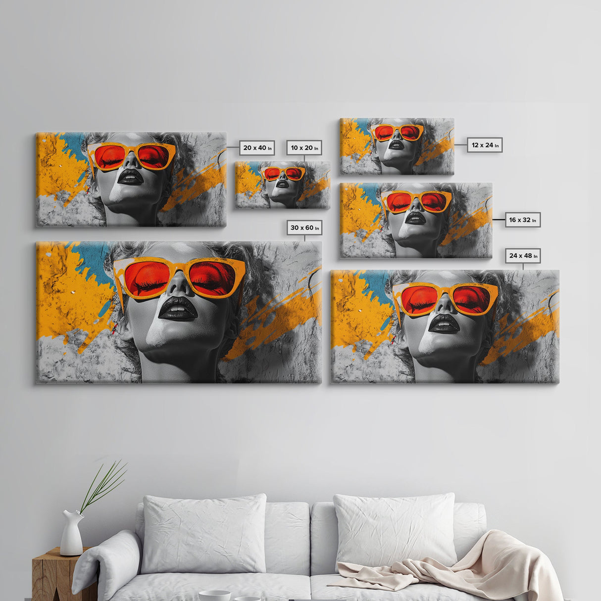 Retro Glam, Bold Woman, Pop Art Fashion, Orange Splash, Framed Canvas Print, Bedroom Wall Art, Modern Glam Decor, Statement Wall Piece