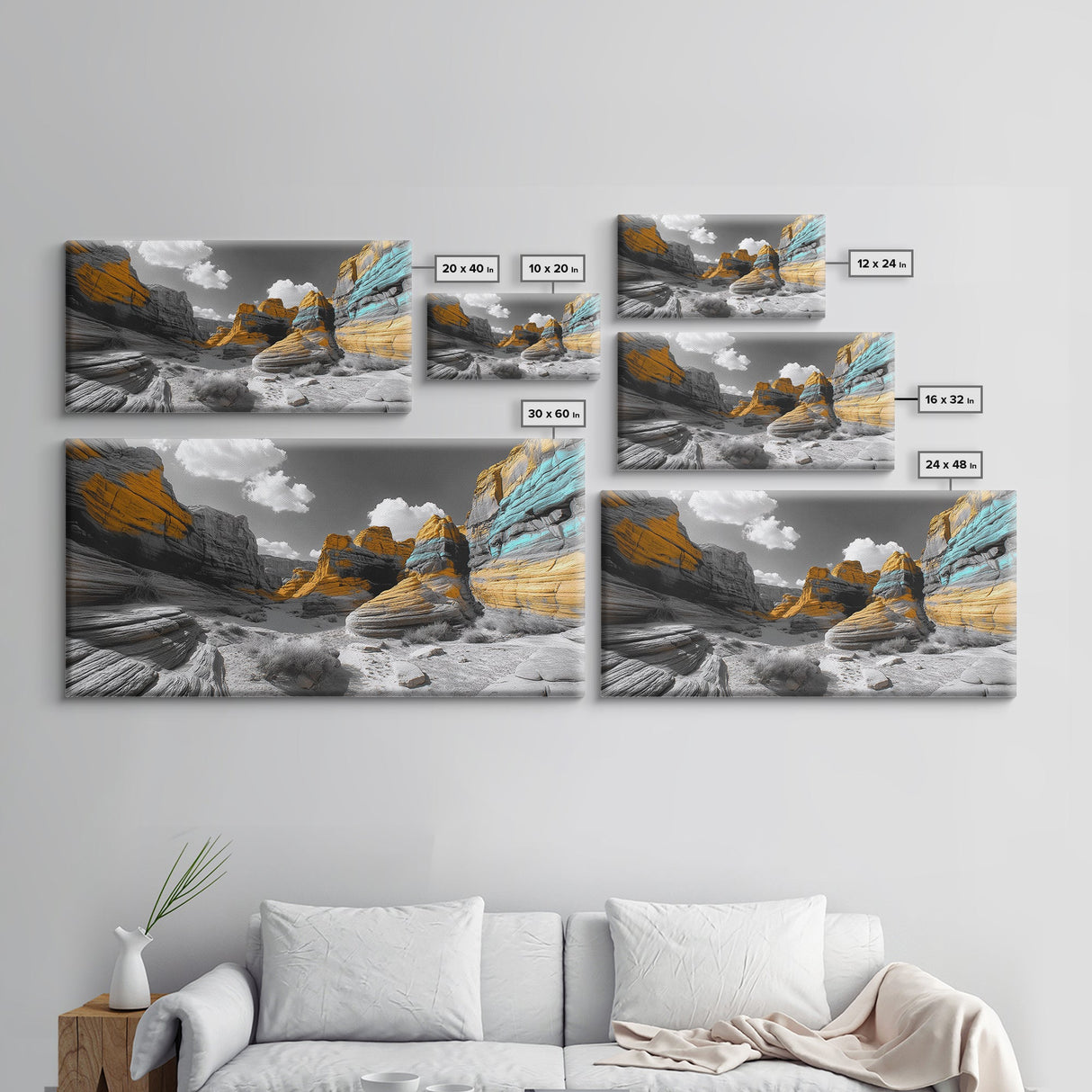 Painted Cliffs, Striped Rocks, Desert Majesty, Canyon Colors, Canvas Print, Southwest Wall Art, Nature Photography, Boho Living Room