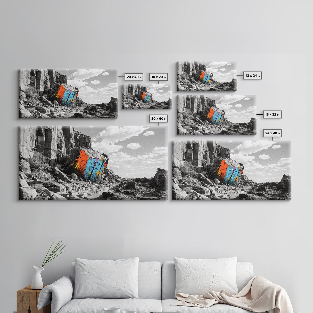 Painted Rock Trail, Vivid Canyon Colors, Framed Canvas Print, Boho Desert Art, Nature Lover Wall Decor, Adventure Vibes, Hallway Art