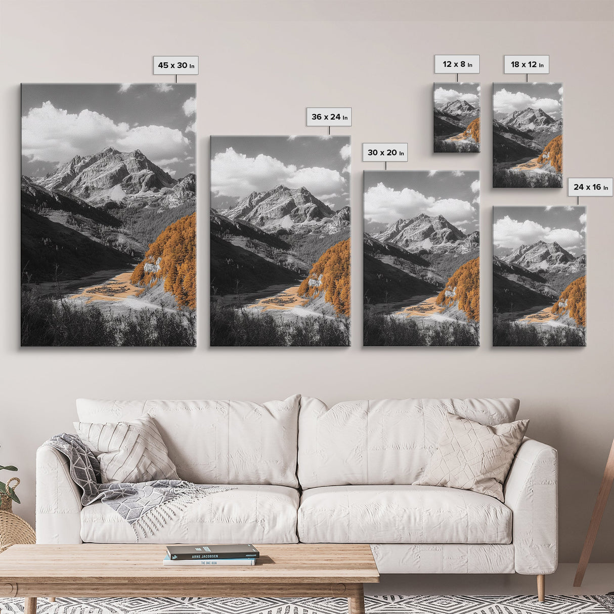Autumn Valley Glow, Mountain View, Fall Landscape Photography, Framed Canvas Print, Living Room Wall Art, Rustic Farmhouse Style
