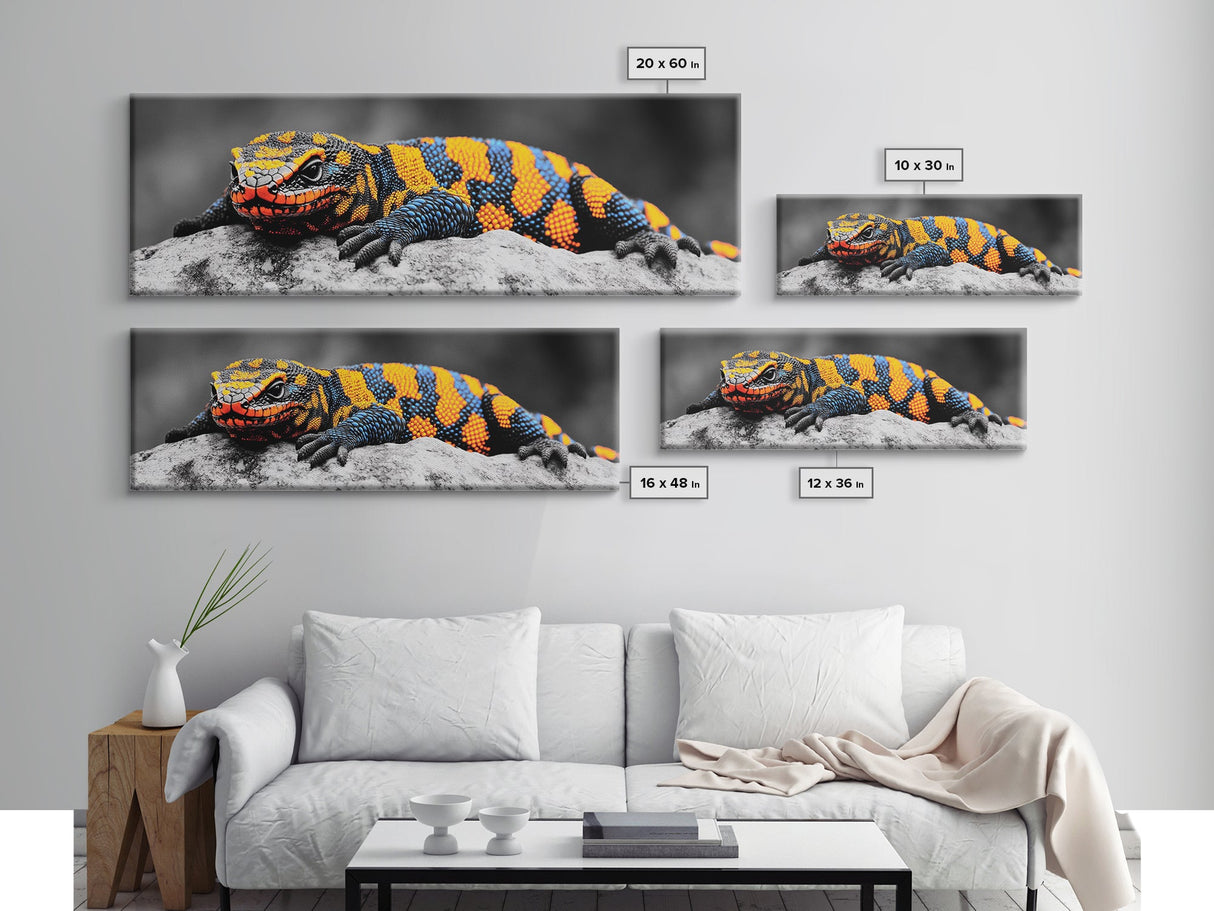 Colorful Lizard Art, Vibrant Reptile Closeup, Wildlife Macro, Canvas Print, Bold Nature Decor, Kids Room Wall Art, Bedroom Wall Art