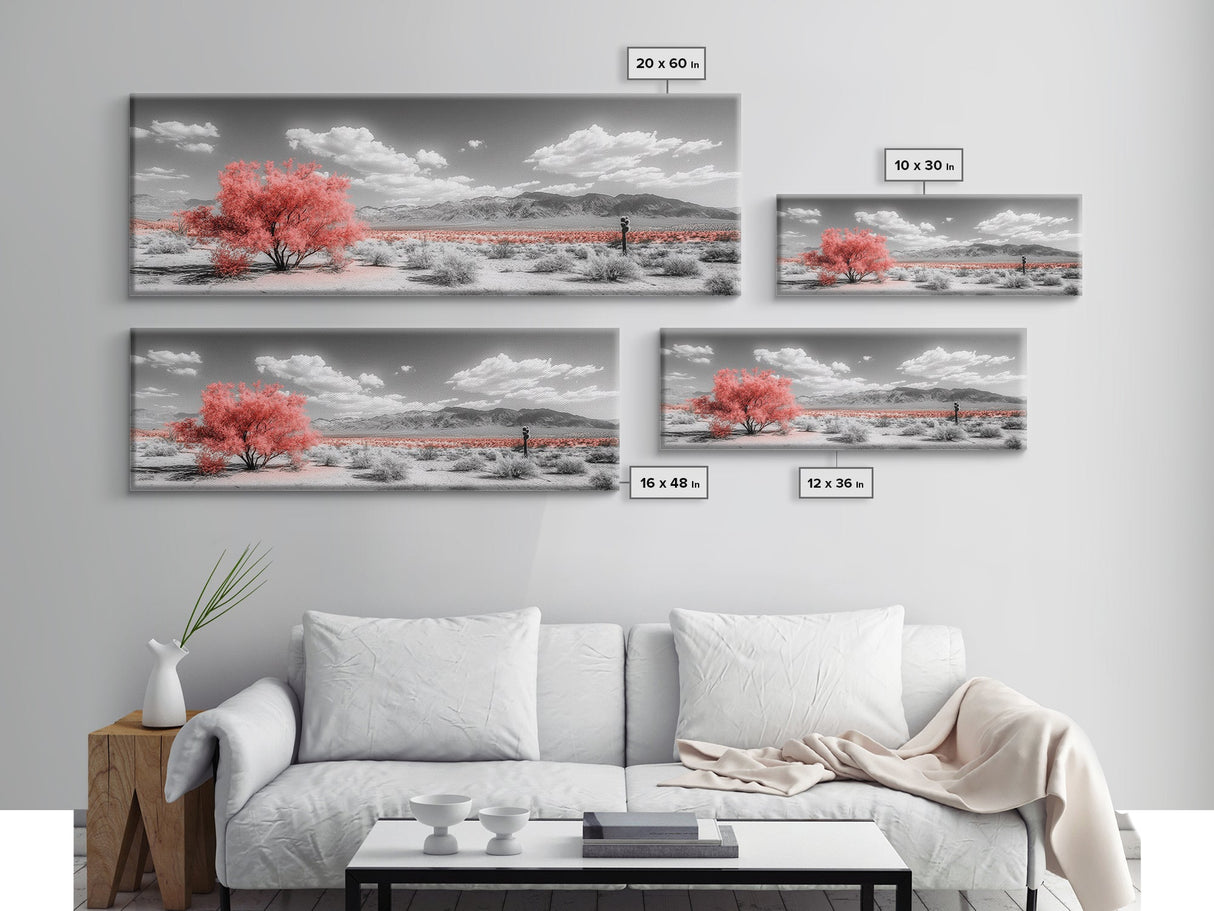 Vibrant Pink Tree, Desert Botanical Landscape, Bold Nature Art, Framed Canvas Print, Modern Wall Decor, Southwest Bedroom Statement