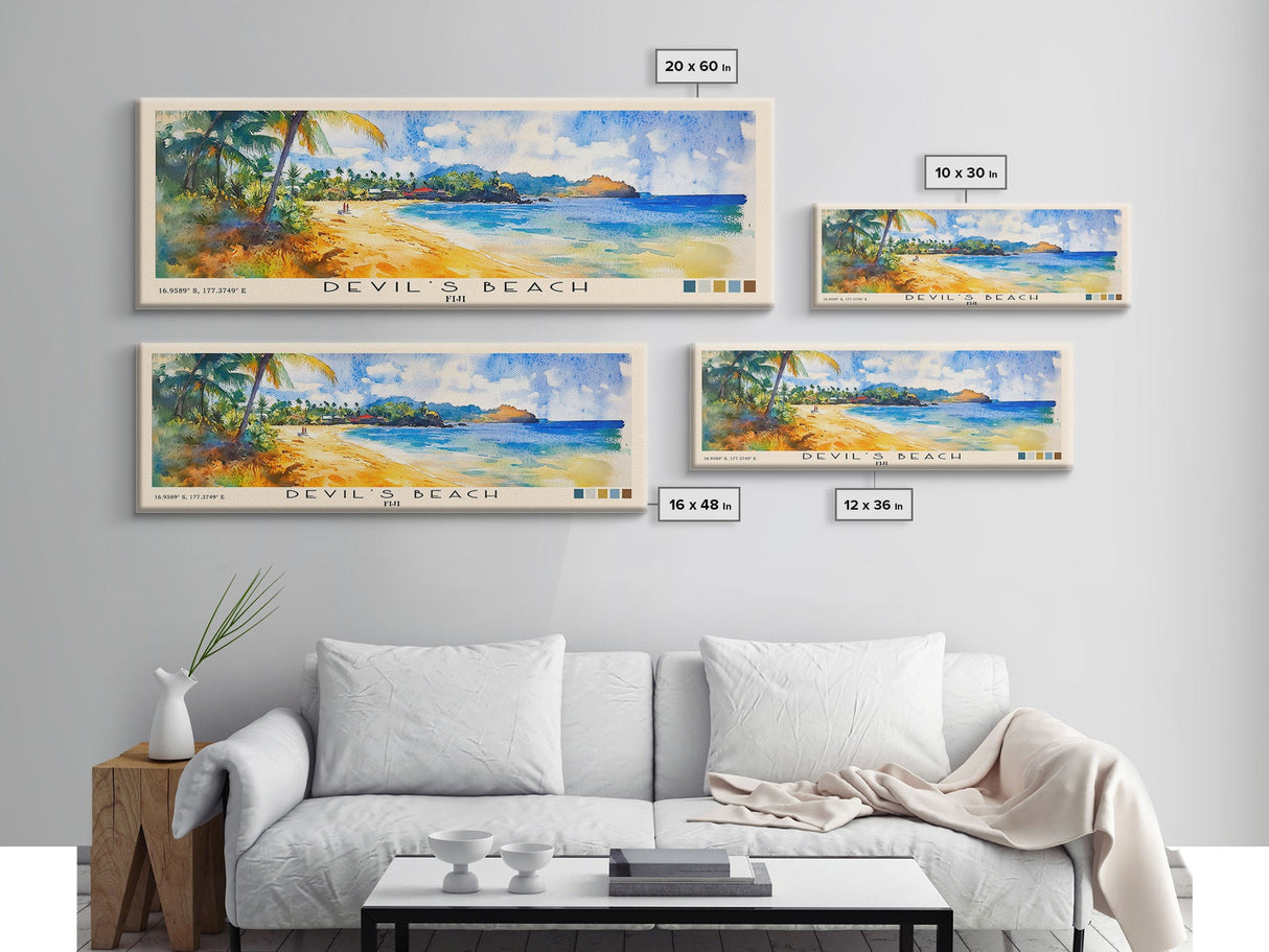 Devil’s Beach, Fiji Watercolor Beach Print, Vacation Gift, Fiji Wall Art, Beach Painting, Beach Decor, Beach Painting