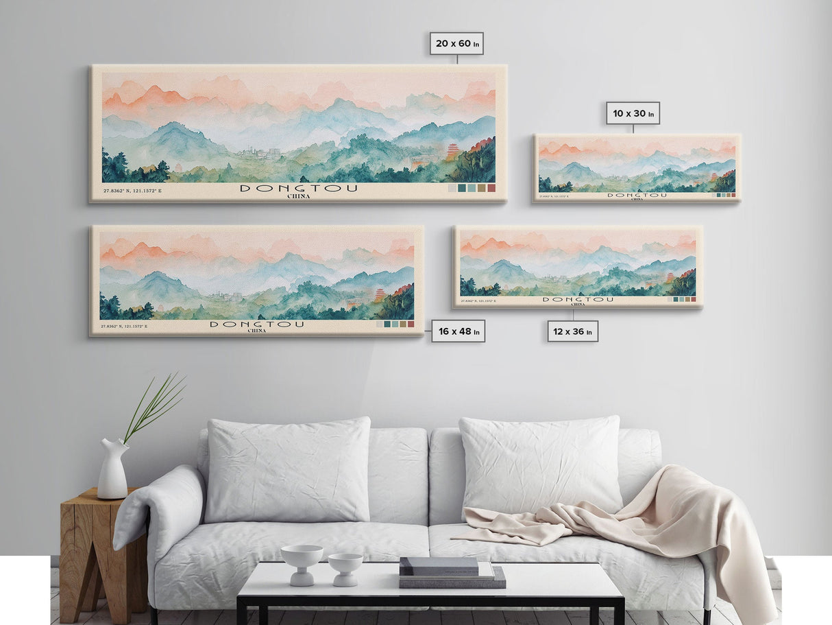 Dongtou, China Watercolor Print, Vacation Gift, China Wall Art, Beach Painting, Beach Decor, Large Wall Art, Wood Frame Art