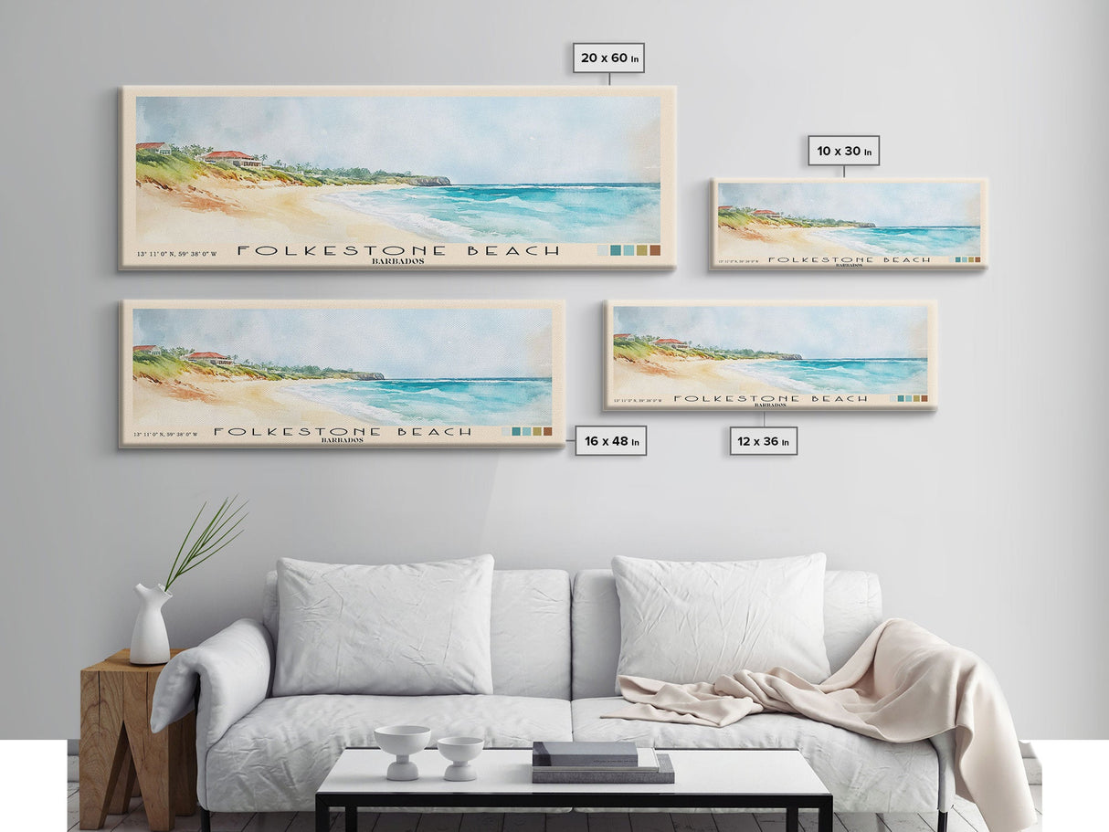 Folkestone Beach, Barbados Watercolor Beach Print, Vacation Gift, Barbados Wall Art, Beach Painting, Beach Decor, Beach Painting