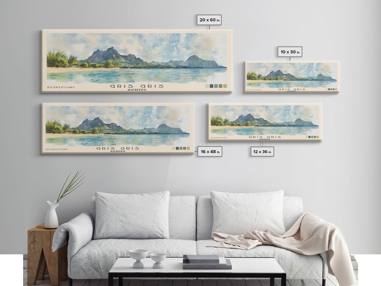 Gris Gris, Mauritius Watercolor Beach Print, Vacation Gift, Mauritius Wall Art, Beach Painting, Beach Decor, Beach Painting