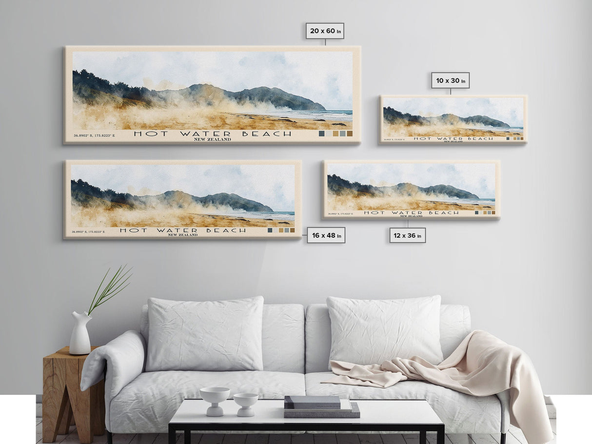 Hot Water Beach, New Zealand Watercolor Beach Print, Vacation Gift, New Zealand Wall Art, Beach Painting, Beach Decor, Beach Painting
