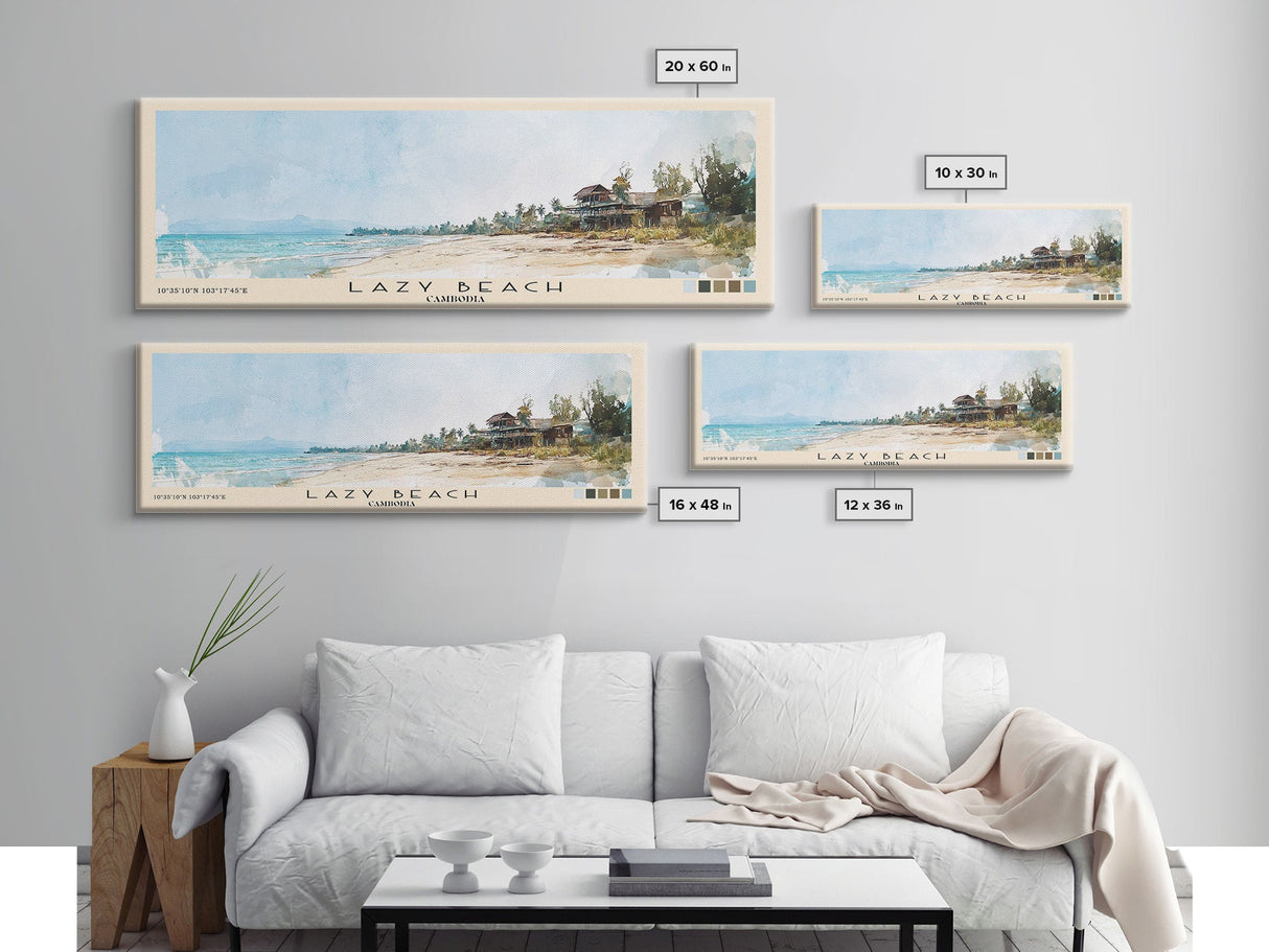 Lazy Beach, Cambodia Watercolor Beach Print, Vacation Gift, Cambodia Wall Art, Beach Painting, Beach Decor, Beach Painting