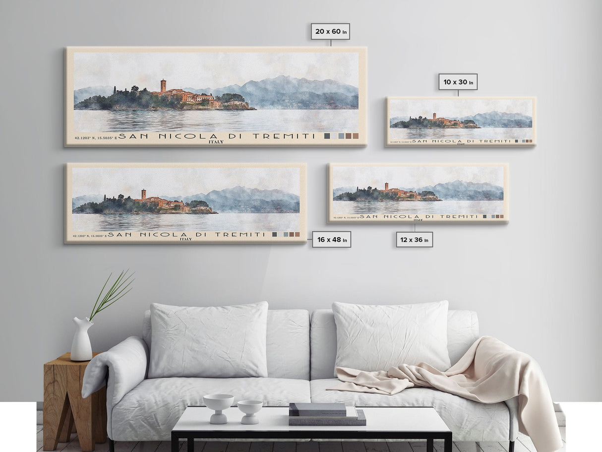 San Nicola di Tremiti, Italy Watercolor Beach Print, Vacation Gift, Italy Wall Art, Beach Painting, Beach Decor, Beach Painting