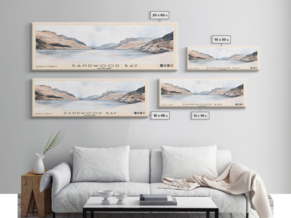 Sandwood Bay, Scotland Watercolor Print, Vacation Gift, Scotland Wall Art, Beach Painting, Beach Decor, Large Wall Art, Wood Frame Art