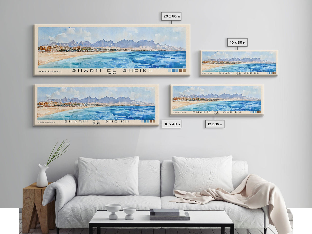 Sharm El Sheikh, Egypt Watercolor Beach Print, Vacation Gift, Egypt Wall Art, Beach Painting, Beach Decor, Beach Painting