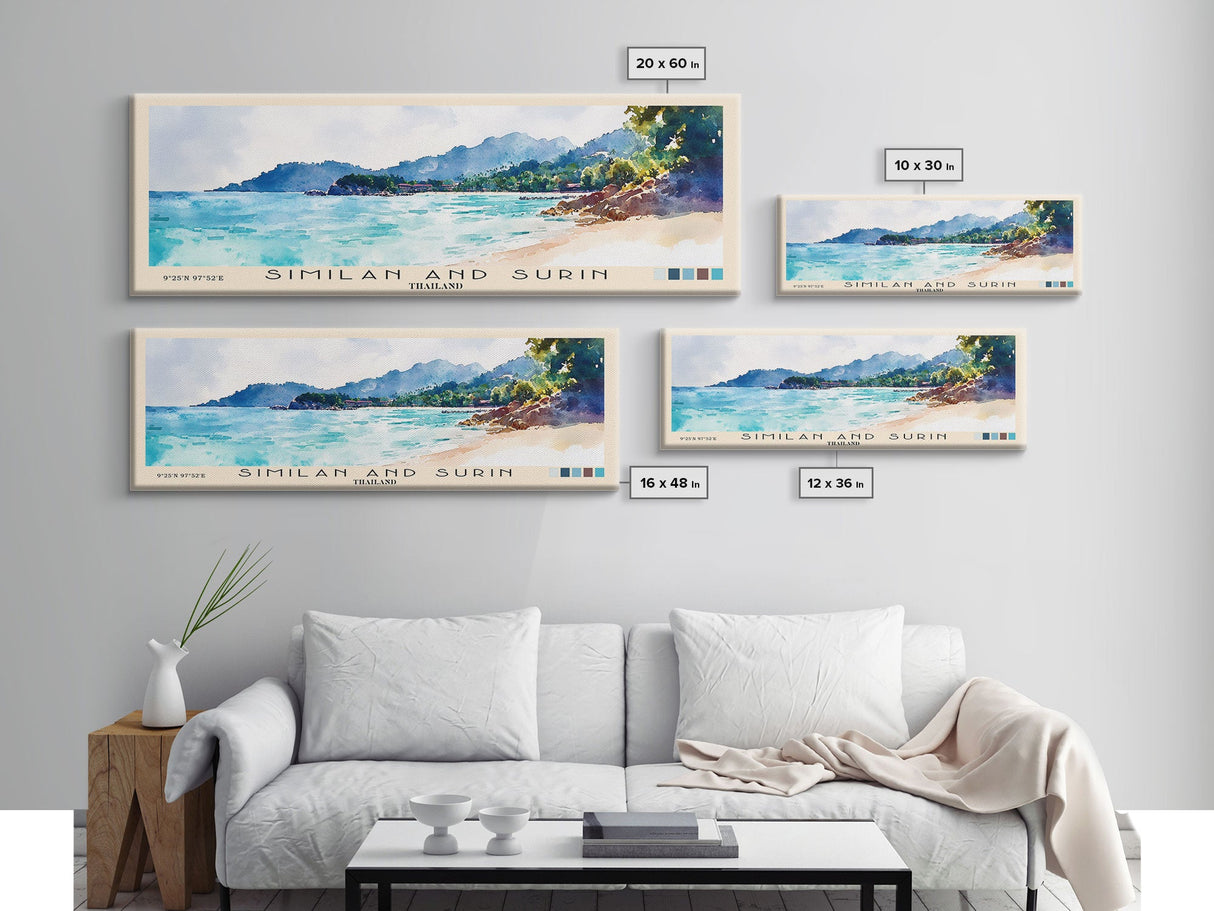 Similan and Surin, Thailand Watercolor Beach Print, Vacation Gift, Thailand Wall Art, Beach Painting, Beach Decor, Beach Painting