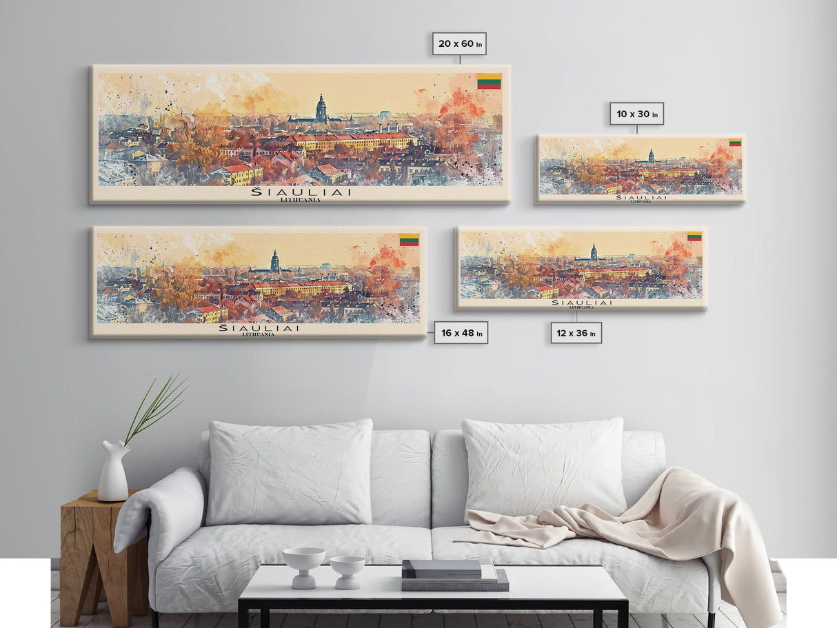 Iauliai Lithuania Travel Print Wall Art, Panoramic City Art, Travel Art, Wall Decor, Vacation Gift, Framed Canvas Print Or Metal Art