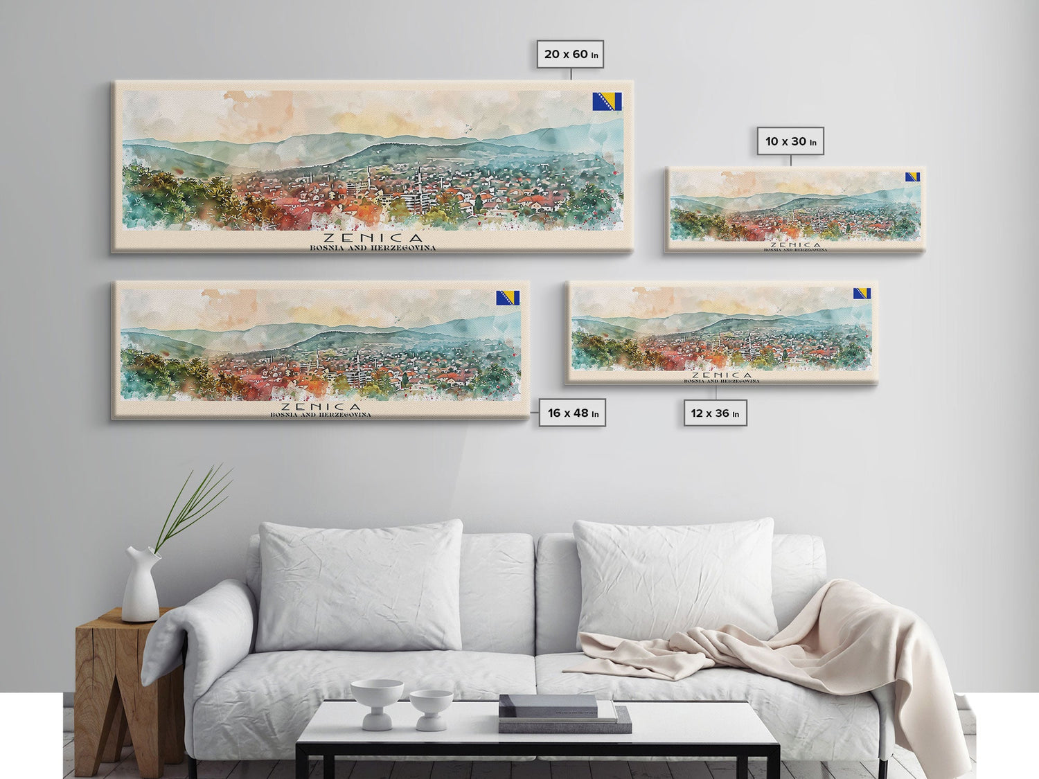 Zenica Bosnia Travel Print Wall Art, Panoramic City Art, Travel Art, Wall Decor, Vacation Gift, Framed Canvas Print Or Metal Art