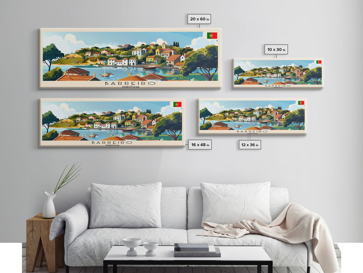 Barreiro Portugal Travel Print Wall Art, Panoramic City Art, Travel Art, Wall Decor, Vacation Gift, Framed Canvas Print Or Metal Art