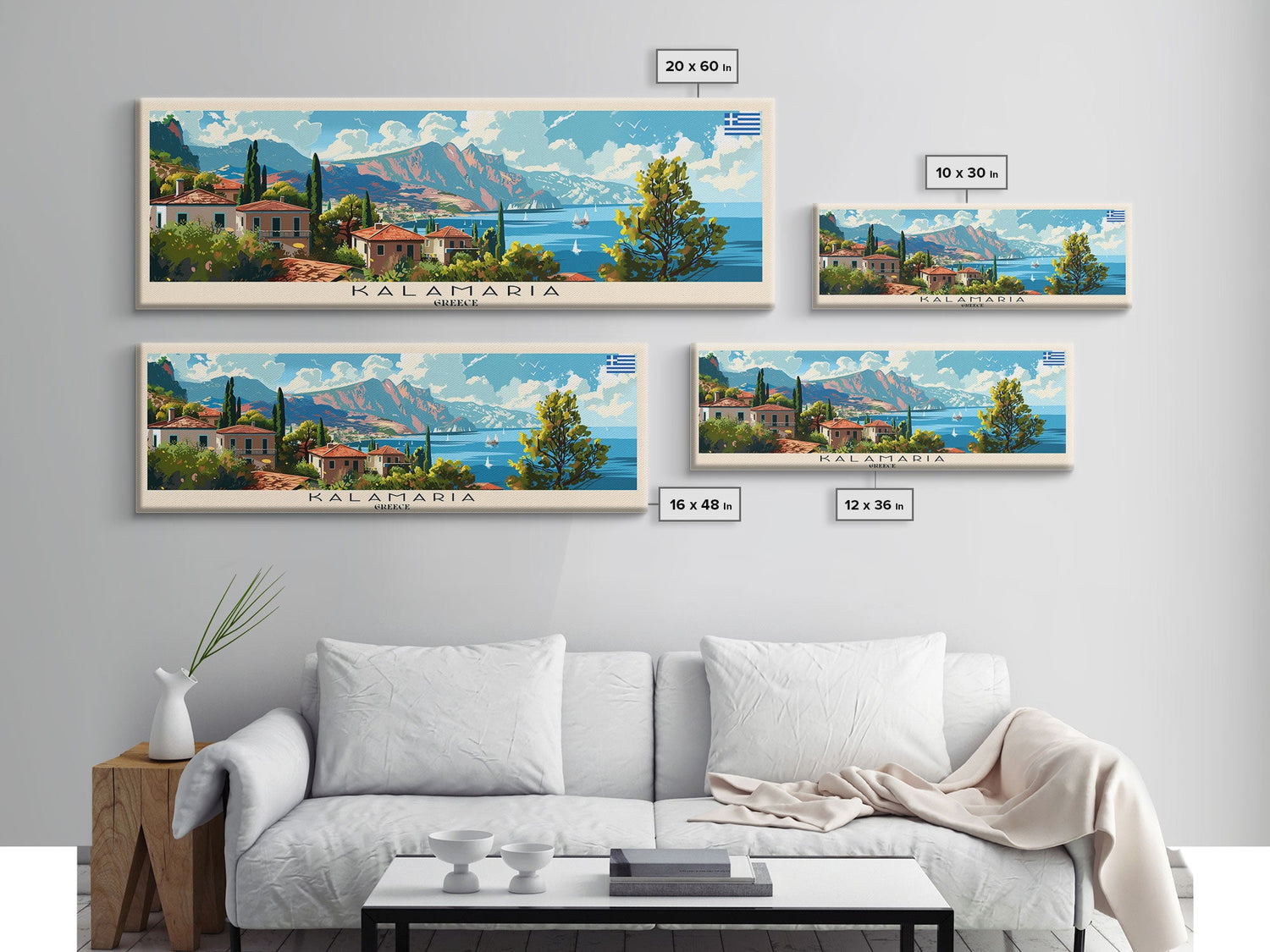 Kalamaria Greece Wall Art, Panoramic Travel Poster, Panoramic Framed Canvas Print, City Wall Art, Wall Hanging Home Decor, Travel Art