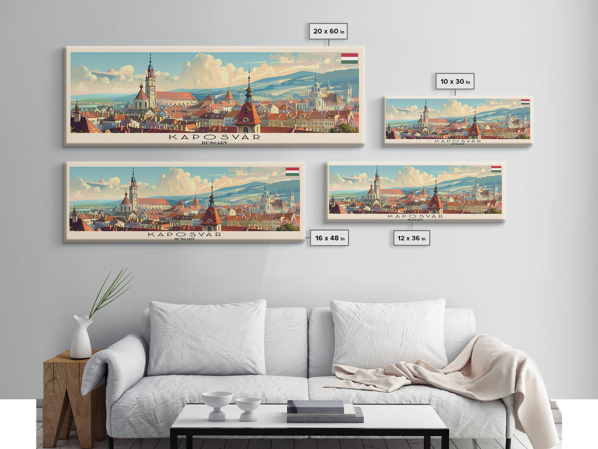 Kaposvar Hungary Travel Print Wall Art, Panoramic City Art, Travel Art, Wall Decor, Vacation Gift, Framed Canvas Print Or Metal Art