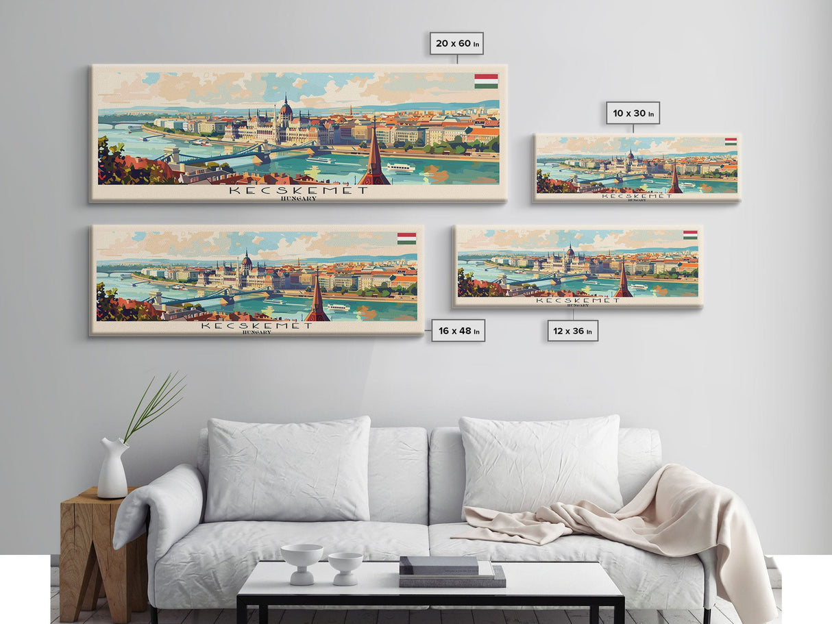 Kecskemet Hungary Wall Art, Panoramic Travel Poster, Panoramic Framed Canvas Print, City Wall Art, Wall Hanging Home Decor, Travel Art
