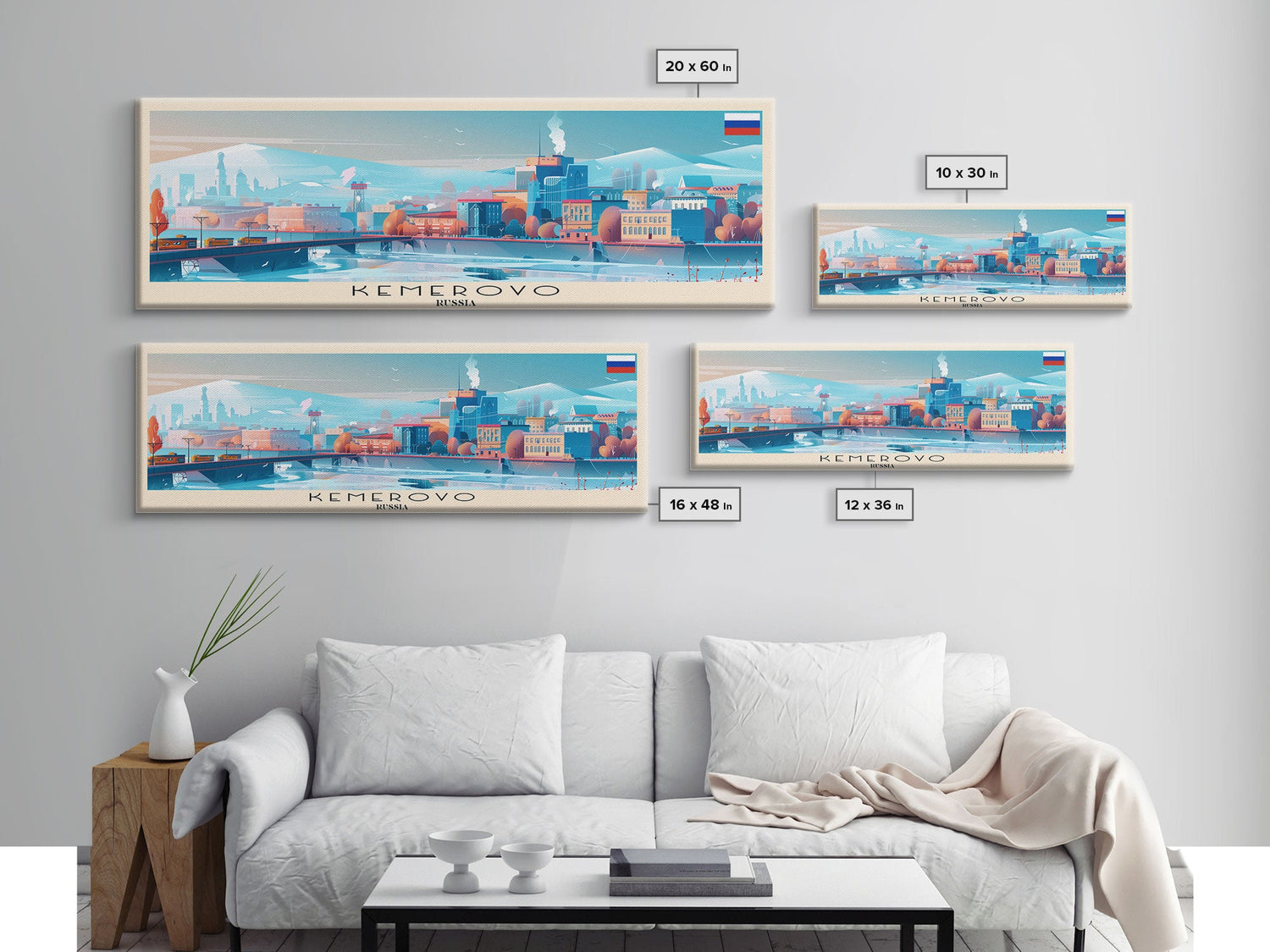 Kemerovo Russia Travel Print Wall Art, Panoramic City Art, Travel Art, Wall Decor, Vacation Gift, Framed Canvas Print Or Metal Art