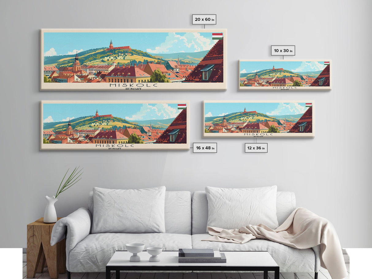 Miskolc Hungary Wall Art, Panoramic Travel Poster, Panoramic Framed Canvas Print, City Wall Art, Wall Hanging Home Decor, Travel Art