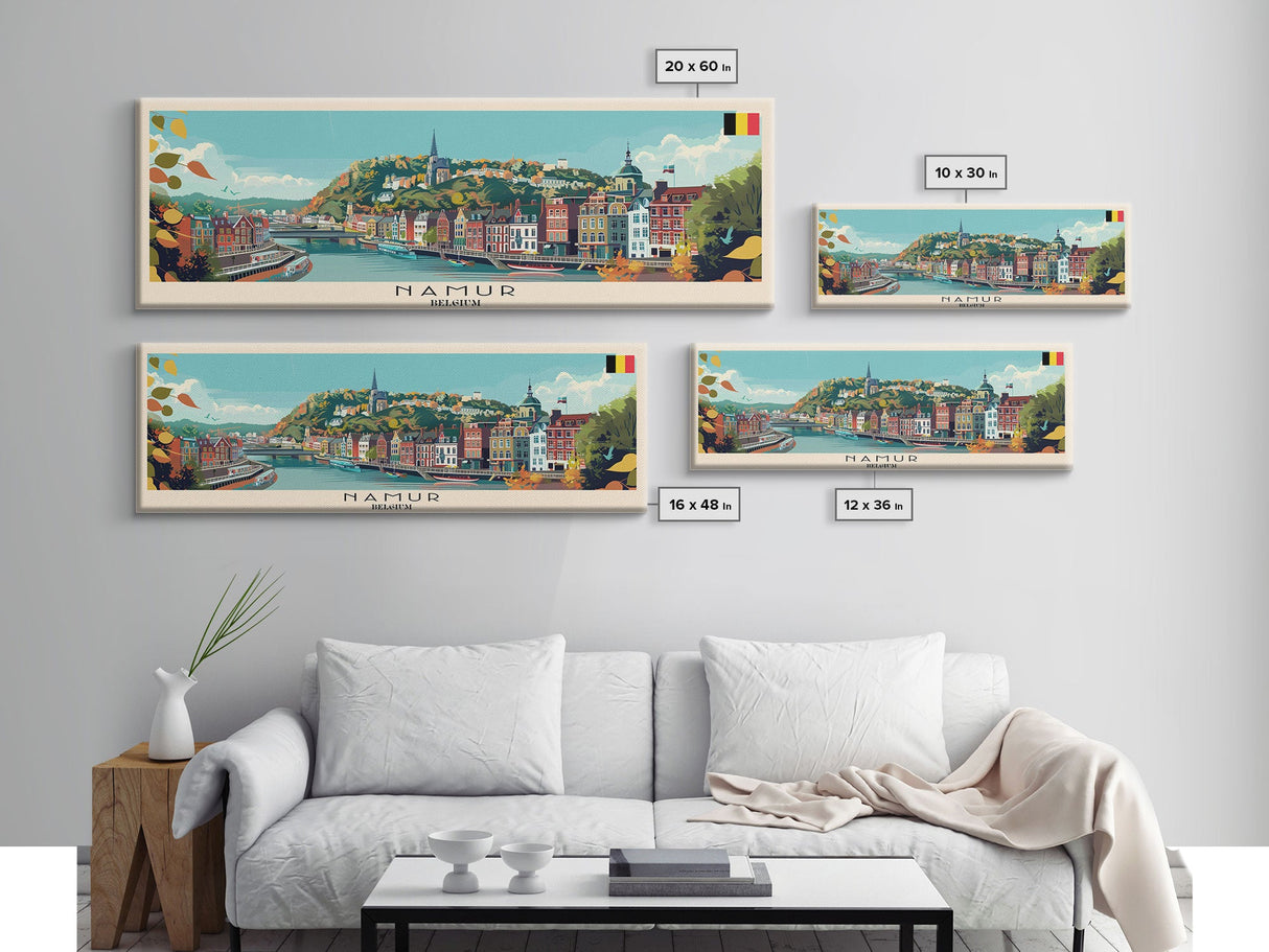 Namur Belgium Wall Art, Panoramic Travel Poster, Panoramic Framed Canvas Print, City Wall Art, Wall Hanging Home Decor, Travel Art