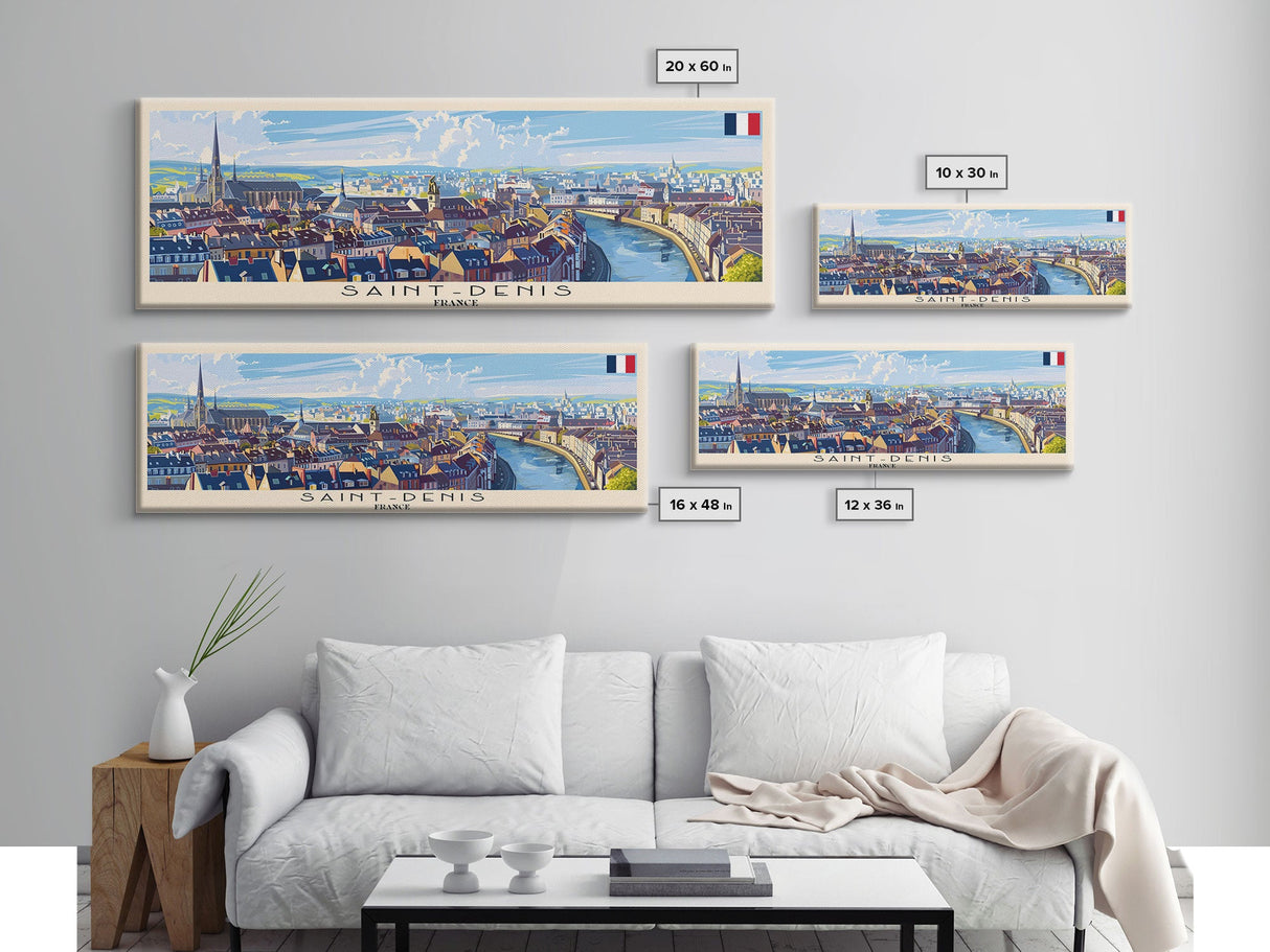 Saint Denis France Wall Art, Panoramic Travel Poster, Panoramic Framed Canvas Print, City Wall Art, Wall Hanging Home Decor, Travel Art