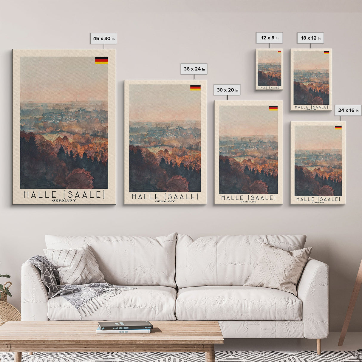Halle Germany Scenic View Art, Framed Canvas Print, Bedroom Wall Art, Travel Poster Art, Home Decoration, German Wall Art