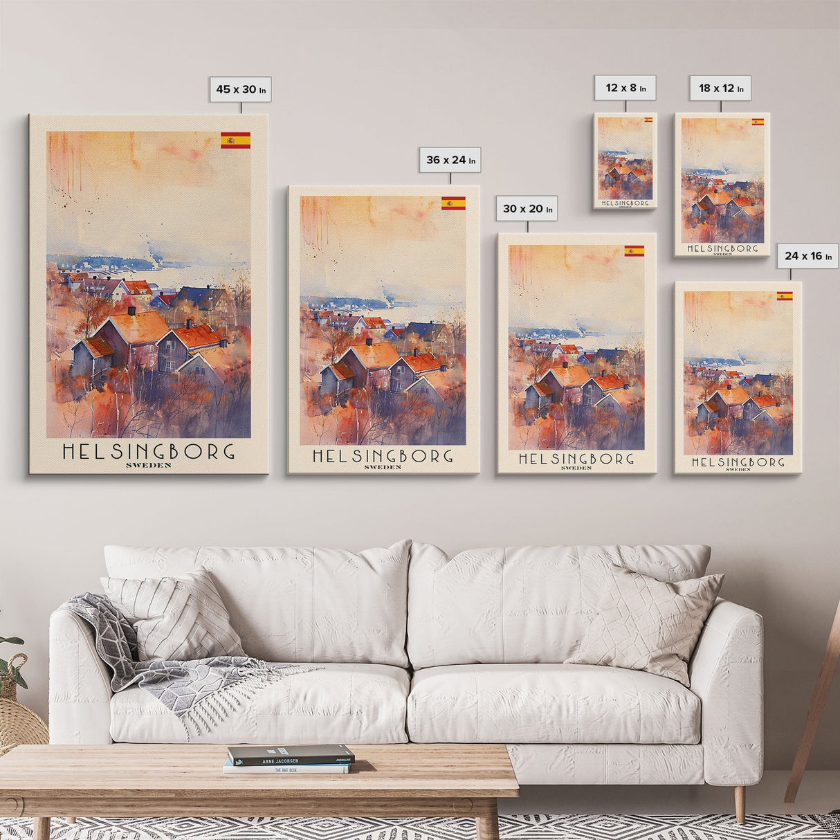 Helsingborg Sweden Coastal Town Art, Framed Canvas Wall Art, Home Decor, Living Room Art, Scandinavian Poster, Wall Decor, Travel Poster Art