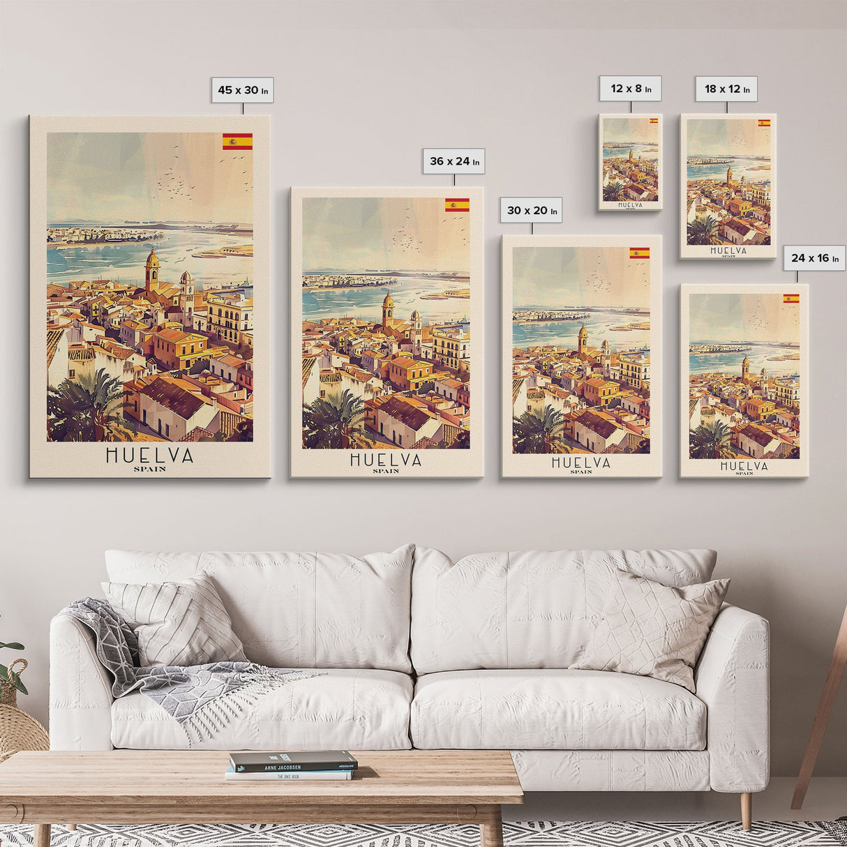 Huelva Spain Cityscape Art Print, Vibrant Sunset Canvas Print for Home Decor, Travel Poster for Living Room Wall Art, Spanish City View
