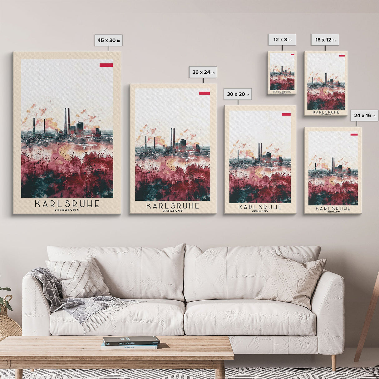 Karlsruhe Germany Urban Landscape, Framed Canvas Print, Travel Poster, Wall Art, Office Decor, Cityscape Art, Modern Home Decoration, German City