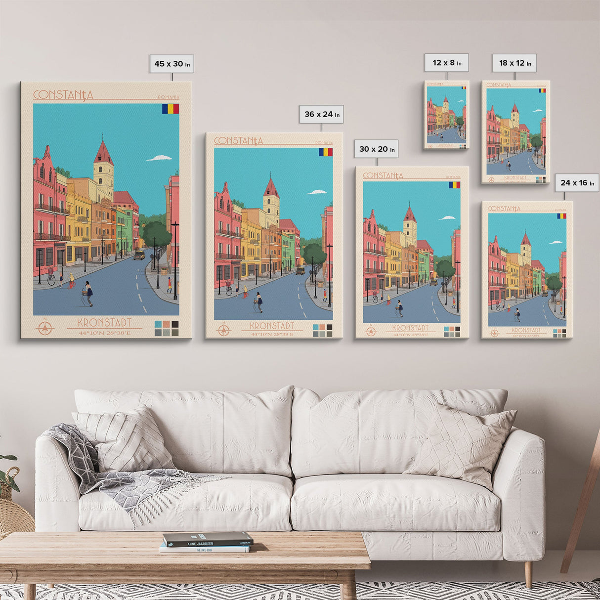 Constanta Romania Travel Poster Framed Canvas Print, Midcentury Modern Art, Pop Art Wall Decor, Home Decor, Vacation Gift, Living Room Art