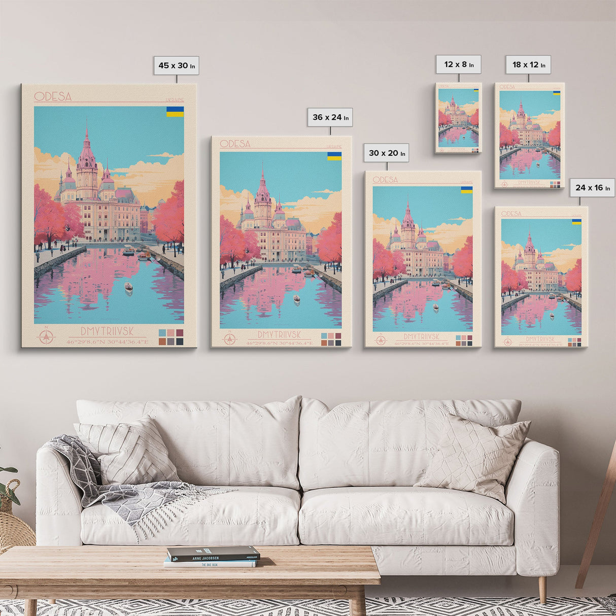 Odesa Ukraine Travel Poster Framed Canvas Print, Midcentury Modern Art, Pop Art Wall Decor, Home Decor, Vacation Gift, Bedroom Art