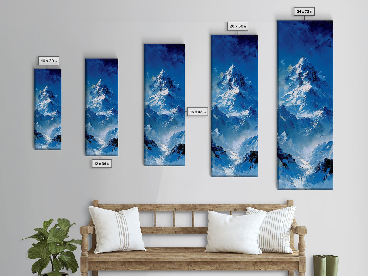 Mountain Landscape Art for Home - Framed Canvas Print, Skinny Tall Art, Living Room Wall Art, Bedroom Decor, Panoramic Landscape Artwork