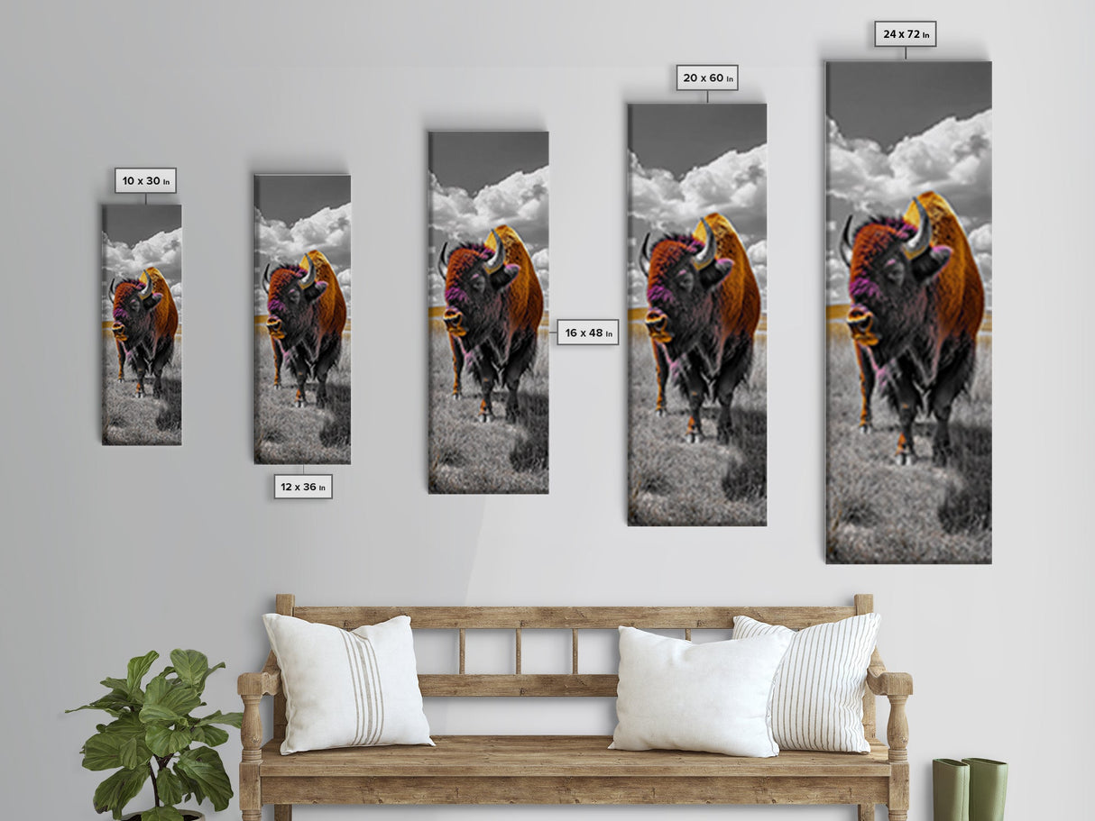 Vibrant Western Bison Framed Canvas Print | Rustic Wildlife Art | Moody Southwest Wall Art | Farmhouse Decor | Nature Art | Gift Idea