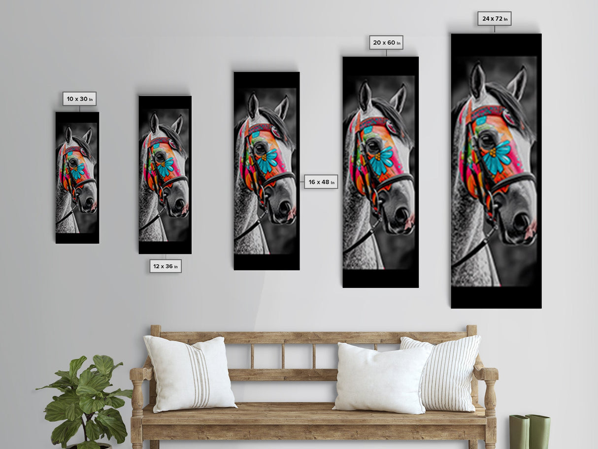 Painted Horse Portrait Framed Canvas Print | Horse Wall Art | Rustic Western Decor | Moody Art | Farmhouse Wall Art | Gift Idea