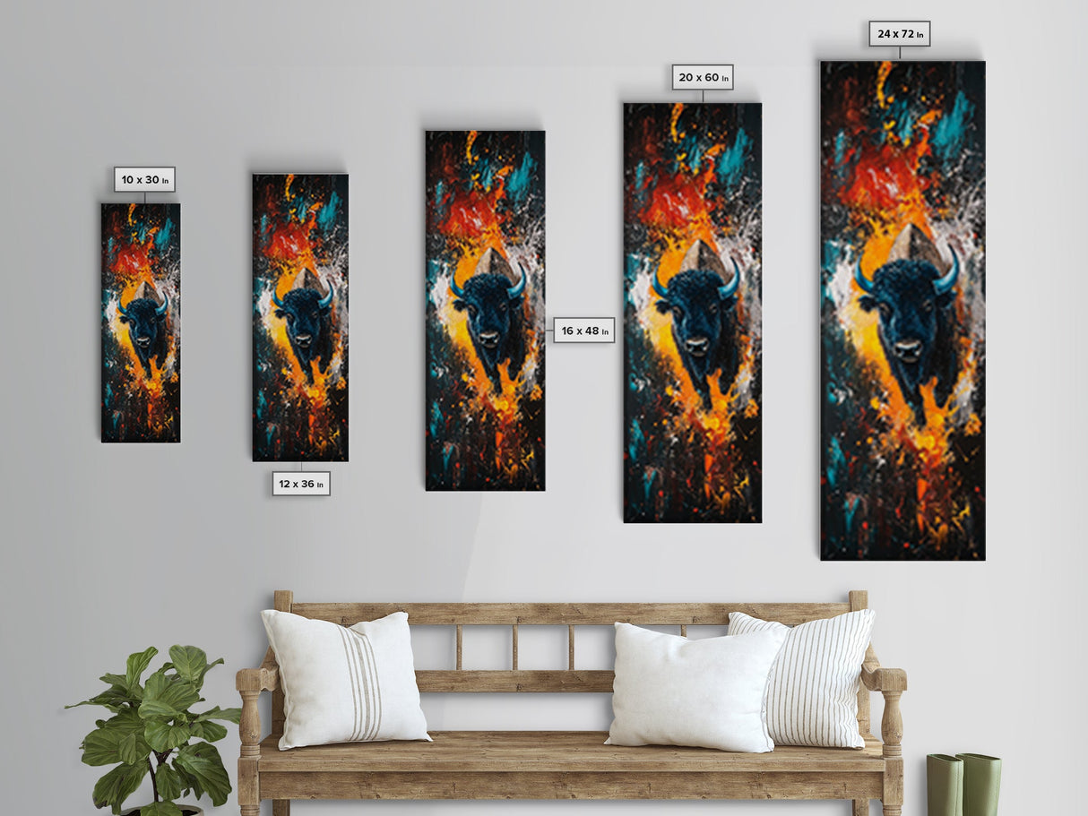 Abstract Bison Canvas Print Southwest Wall Art Rustic Decor Tall Narrow Art Living Room Art Vertical Wall Art Gift Idea Him