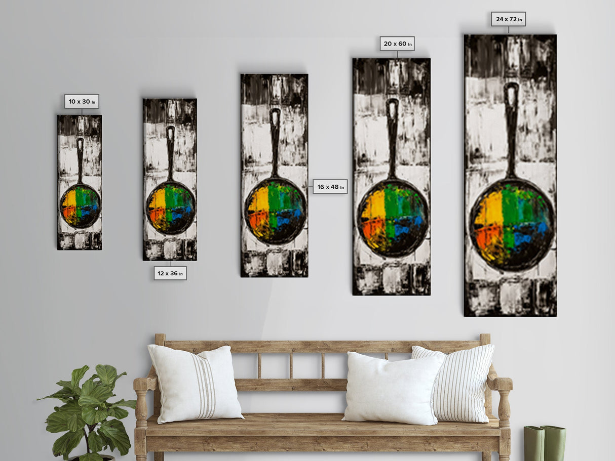 Abstract Frying Pan Painting Framed Canvas Print Kitchen Wall Art Food Review Art Moody Art Rustic Wall Art Wabi Sabi Decor